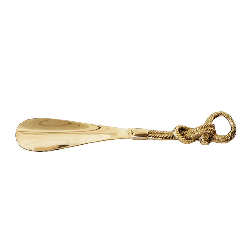 Modern handmade creative short shoe wearer personalized trendy brass gold art light luxury shoehorn