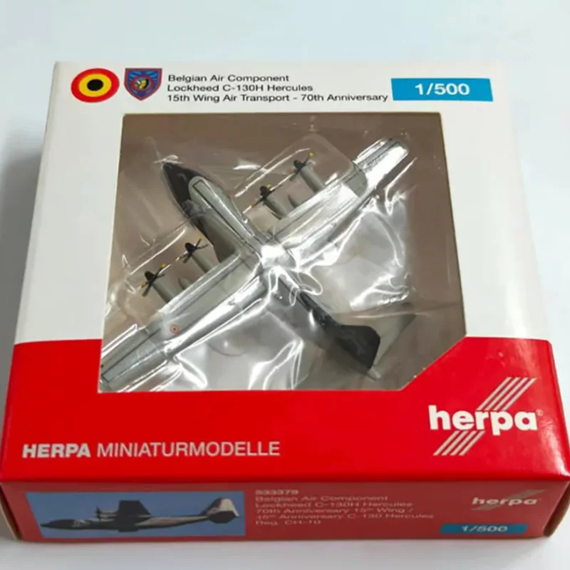 Herpa 533379 Diecast escala 1:500 Fuerza Aérea belga Lockheed C-130H aleación modelo de avión colección juguete ornamental ﻿