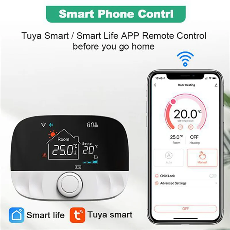 ABJF-หม้อไอน้ําเครื่องทําความร้อนเทอร์โมสมาร์ทไร้สายอุณหภูมิรีโมทคอนโทรลแบตเตอรี่ดําเนินการซ็อกเก็ตตัวรับสัญญาณบ้าน