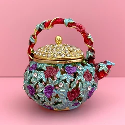 Metalen Theepot Beeldje Ornament Trinket Sieraden Doos Trouwring Houders Ketting Opbergdoos Home Decor