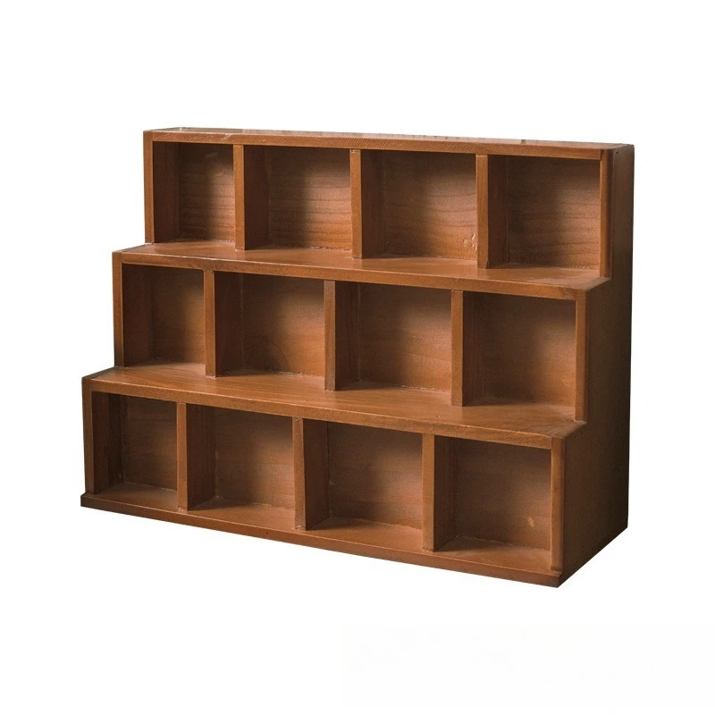 Trapezoidal wooden desktop storage cabinet, ladder display cabinet, furniture sundries storage box