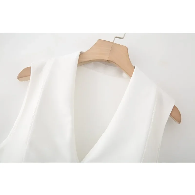 젤리타인 여성 드레스 V넥 슬리브리스 슬림핏 우아한 캐주얼 파티 데일리룩 A라인 미디 드레스 여름 2025 패션 시크