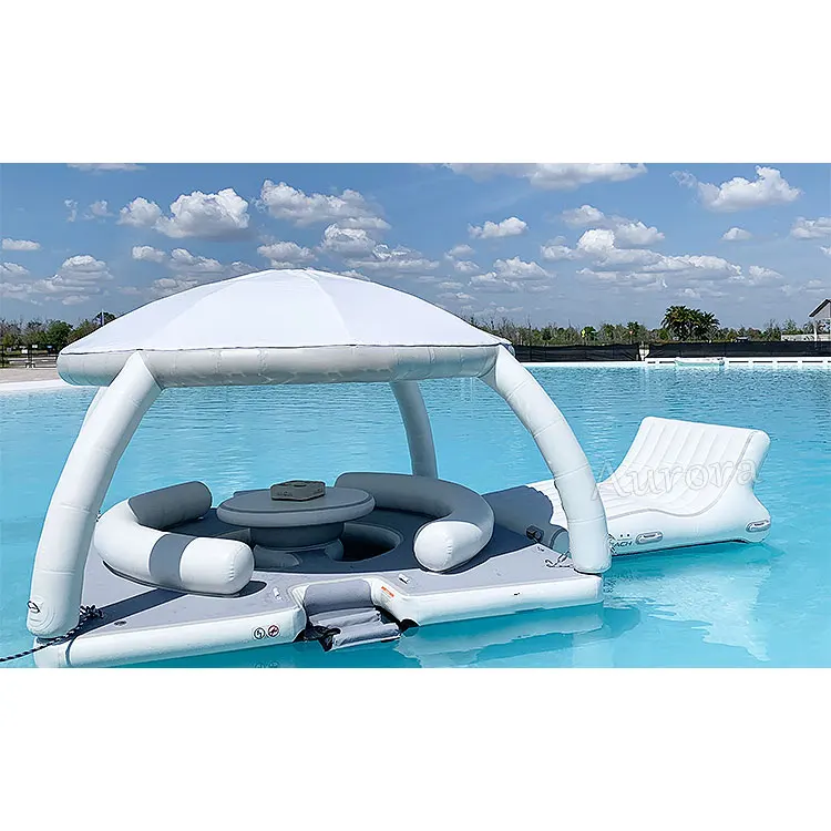 

3.5x3.5m Inflatable Floating Island Pool Float Water Bar Lazy River Lounges,Inflatable Water Floating Island with Custom Design