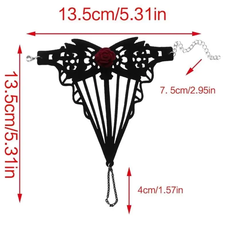 39BD gotycka czarna koronkowa bransoletka steampunk wampirów wampirowy łańcuch ręczny Victorian Accessories for Halloween