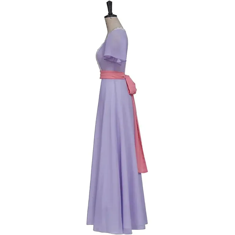 

CyMovie Titanic Rose Cosplay Costume Rose Purple High Waisted Retro Dress Necklace Outfit Women Makeup Ball Dress Halloween Part