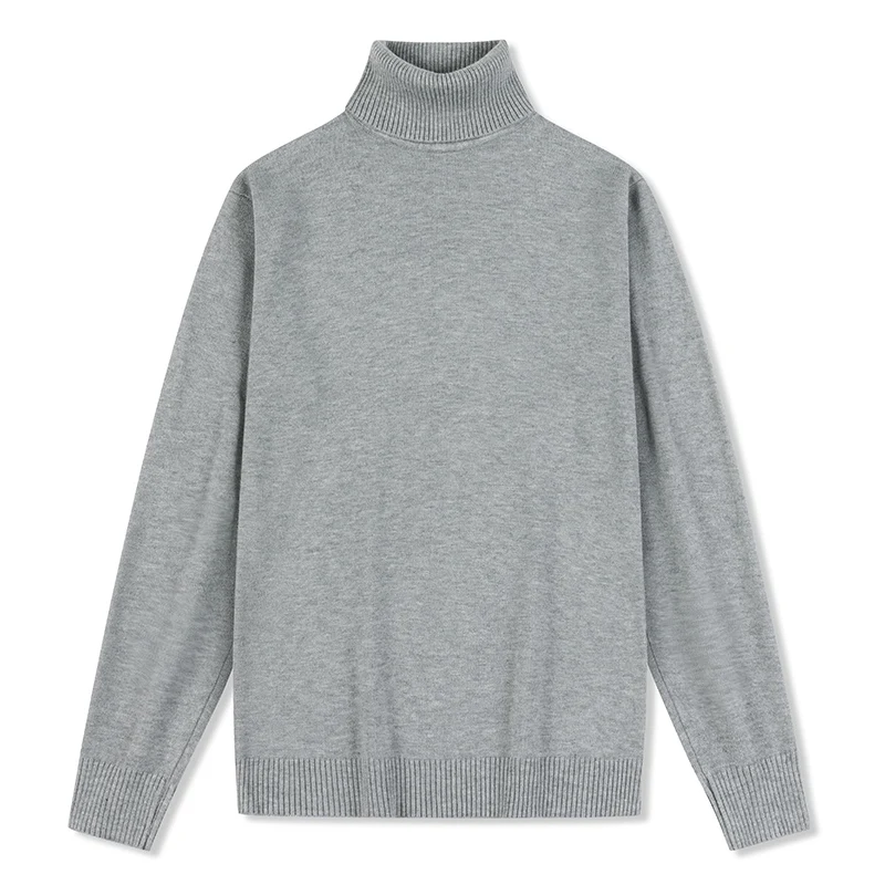 Jersey de cuello alto de manga larga para hombre, suéter sólido de punto, Tops de estilo inglés Vintage, Otoño e Invierno