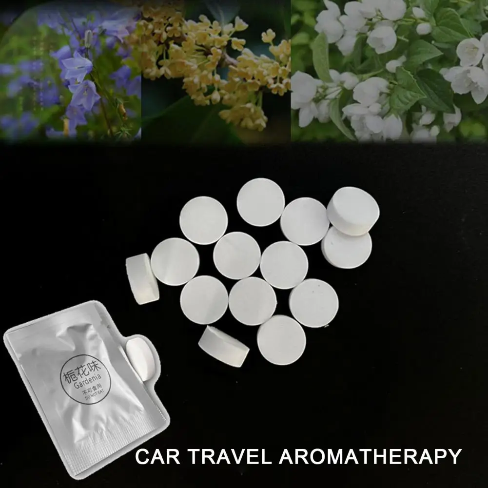 Car Aromatherapy Car Scented Tablets Car Air Freshener Aromatherapy Tablets for Replacement 10 Sheets of Solid Incense for Vents