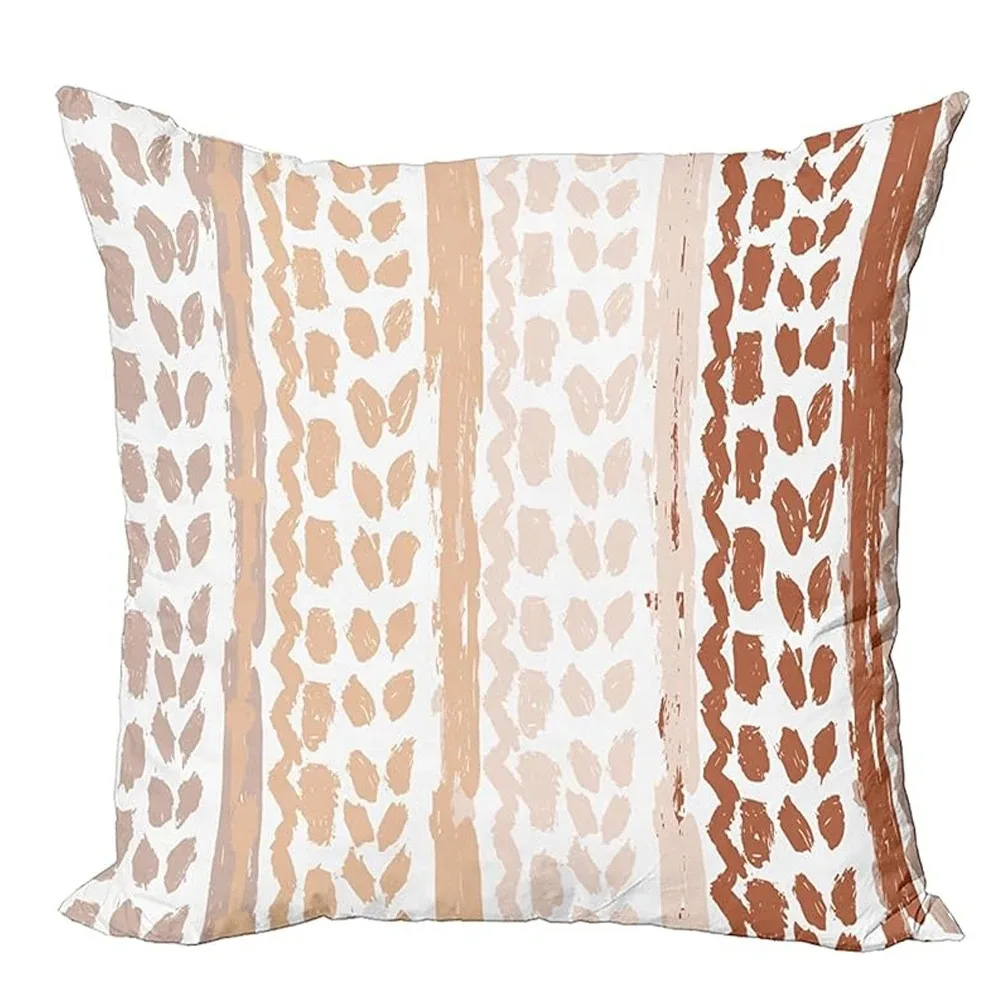

Abstract Bohemian Peach Skin Pillowcase 2D Flat Printed Burnt Orange Cushion Cover for Modern Farmhouse Couch Home Decoration