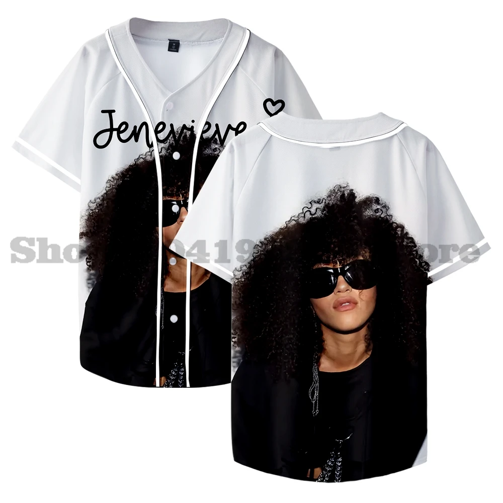

Jenevieve Rapper Merch Baseball Jersey Men/Women Casual Thin button Baseball uniform Oil Slick Custom Jersey Style4