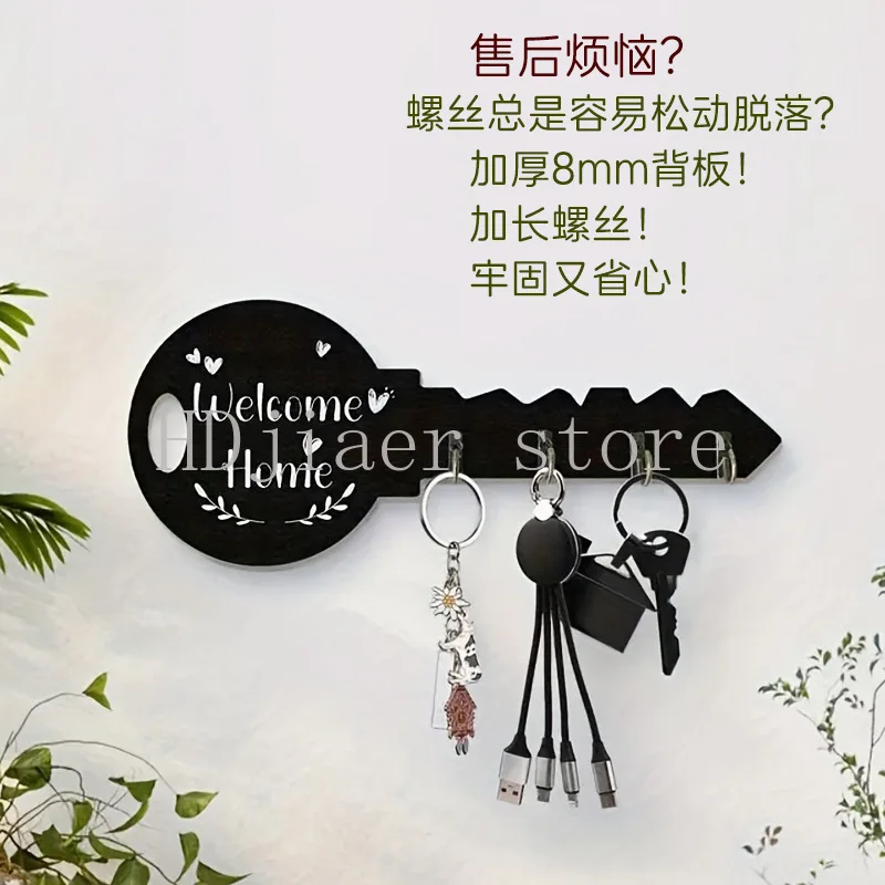 خطاف مفاتيح خشبي قديم من Temu وصل حديثًا - ديكور منزلي مثبت على الحائط للمدخل، شماعة حرفية خشبية #3