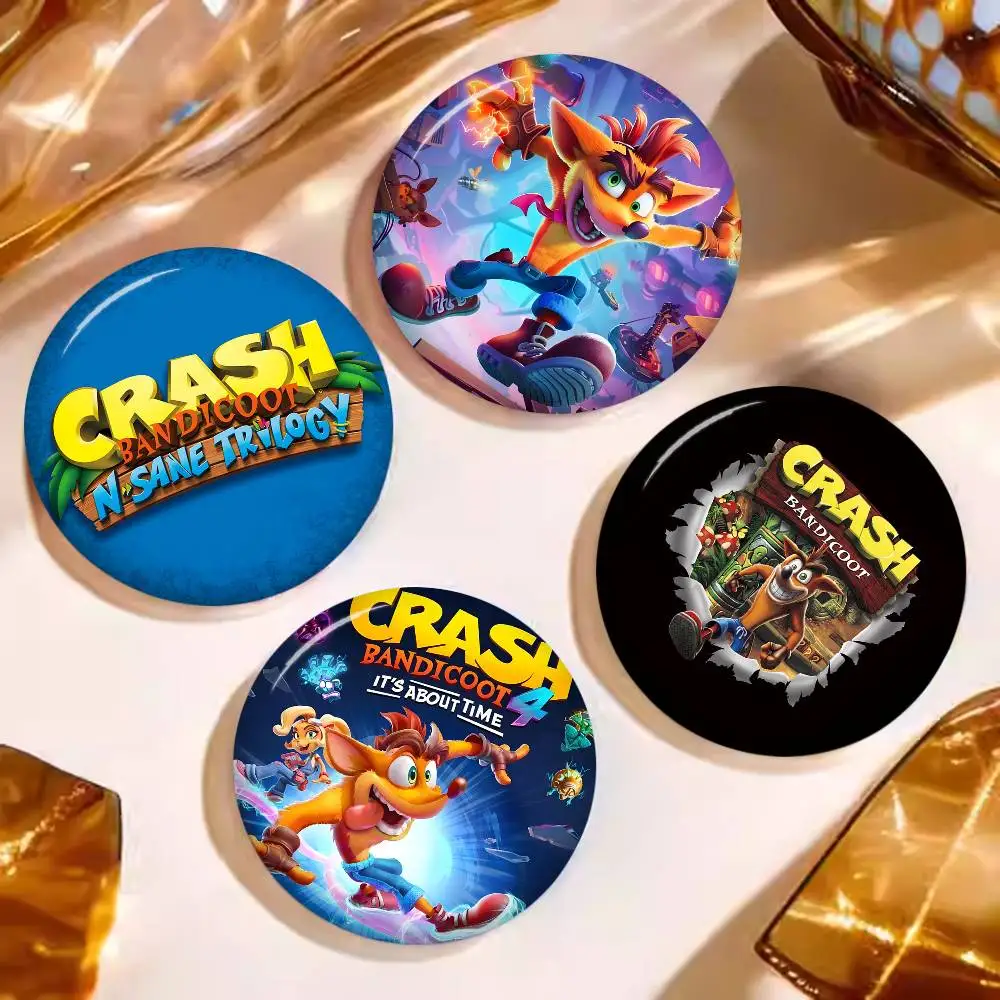 C-Crash-S-Bandicoot-Game Playful-Retro Customizable Soft Button Pin For Women Creative Jewelry Funny Badge Cartoon Lover Hat