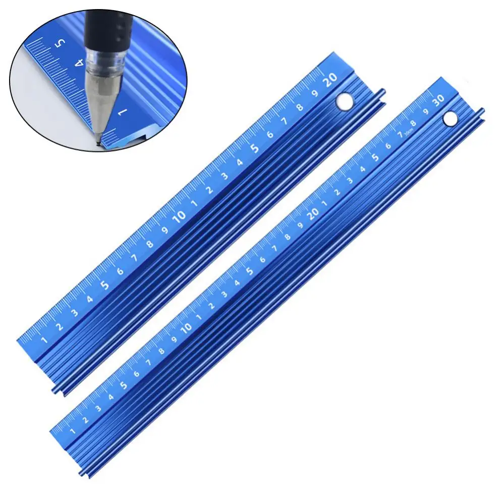 1Piece 200mm / 300mm Thickened Straight Ruler Aluminum Alloy  Protective Rule Straightedge Measuring Tools for Drawing / Cutting