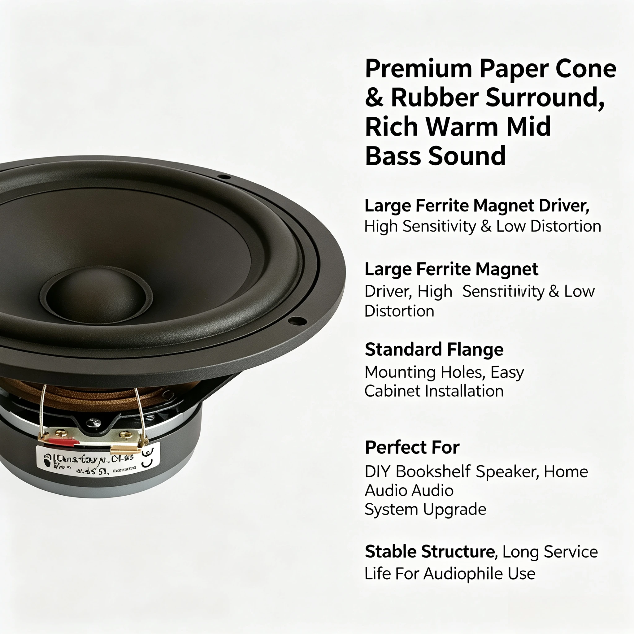 1 Pieces P17WJ00-04/08 6.5'' HiFi Midwoofer Speaker Driver PP Cone Casting Aluminum Basket 4/8ohm 80W