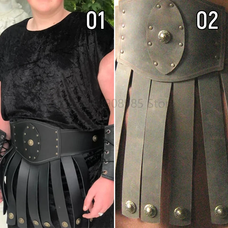 

Ancient Roman Gladiator Battle PU Leather Belt Skirt Gothic Medieval Greek Cosplay Costume Roman Empire Warrior Skirts