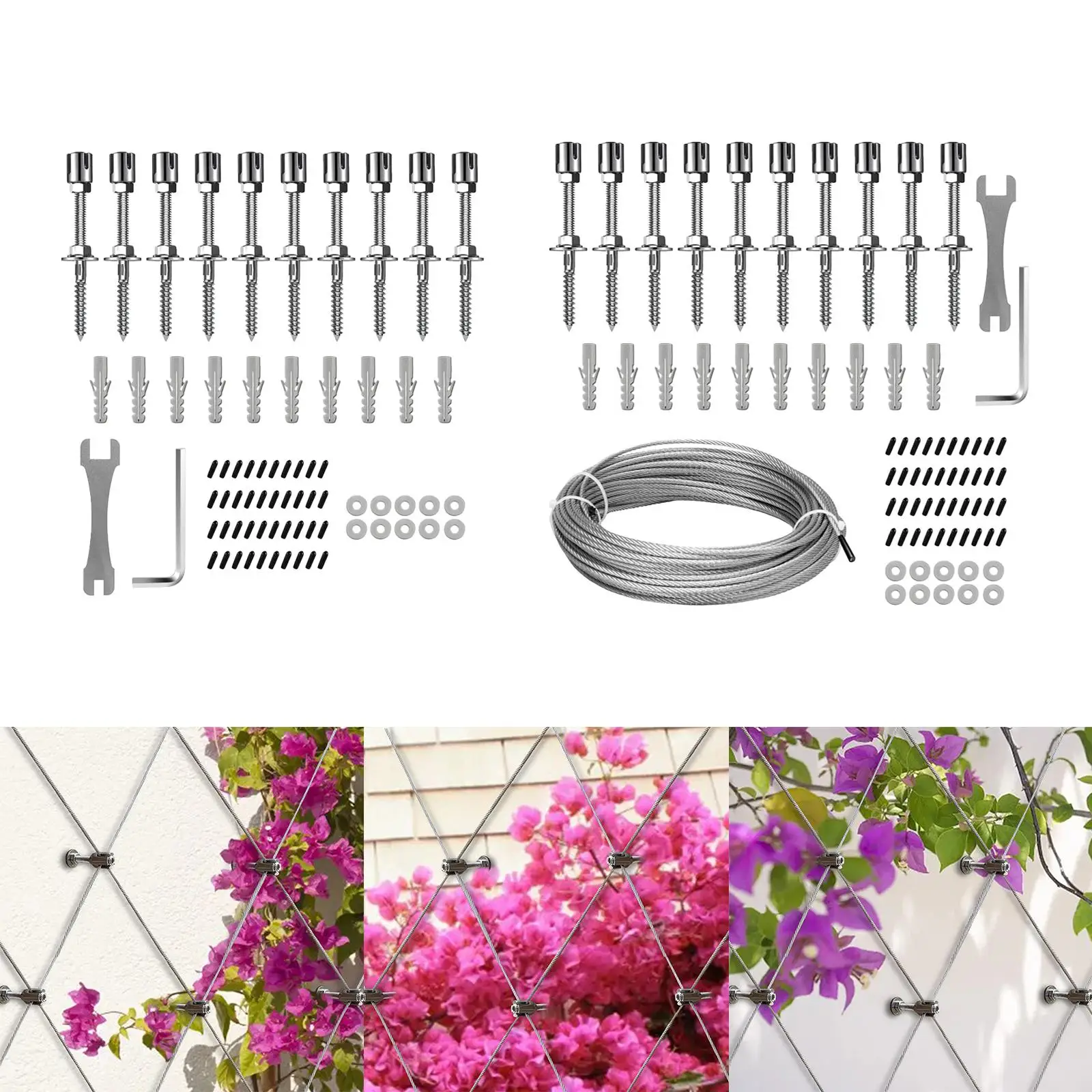Green Wall Trellis Kit Garden Stainless Steel Allen Key Trellis System for Climbing Plants Courtyard Ivy Outdoor Plants Rose