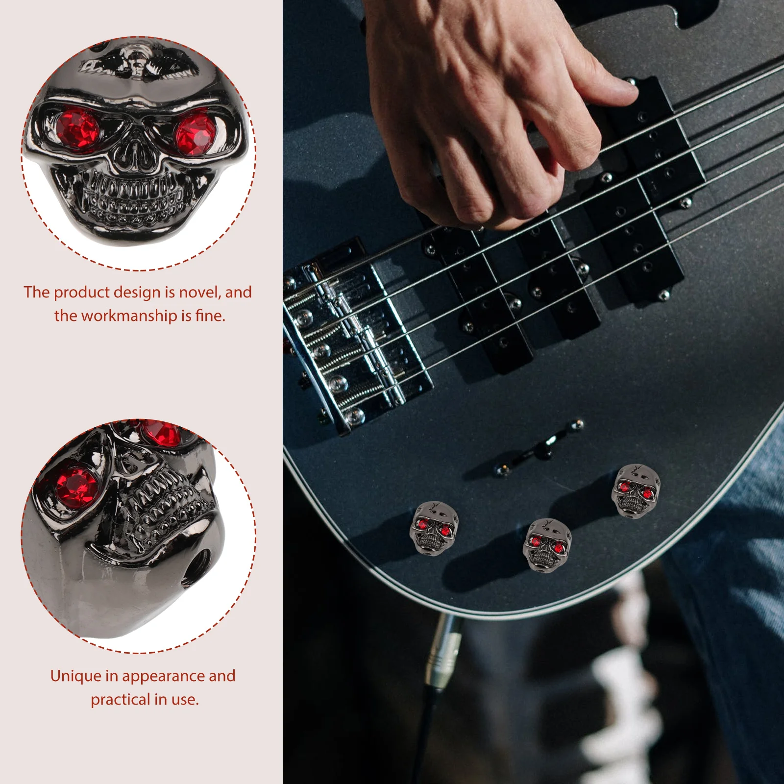 

Electric Guitar Skull Design Volume Control Metal Knob Replacement Bass Amplifier Rotary Knob Potentiometer Caps Guitar