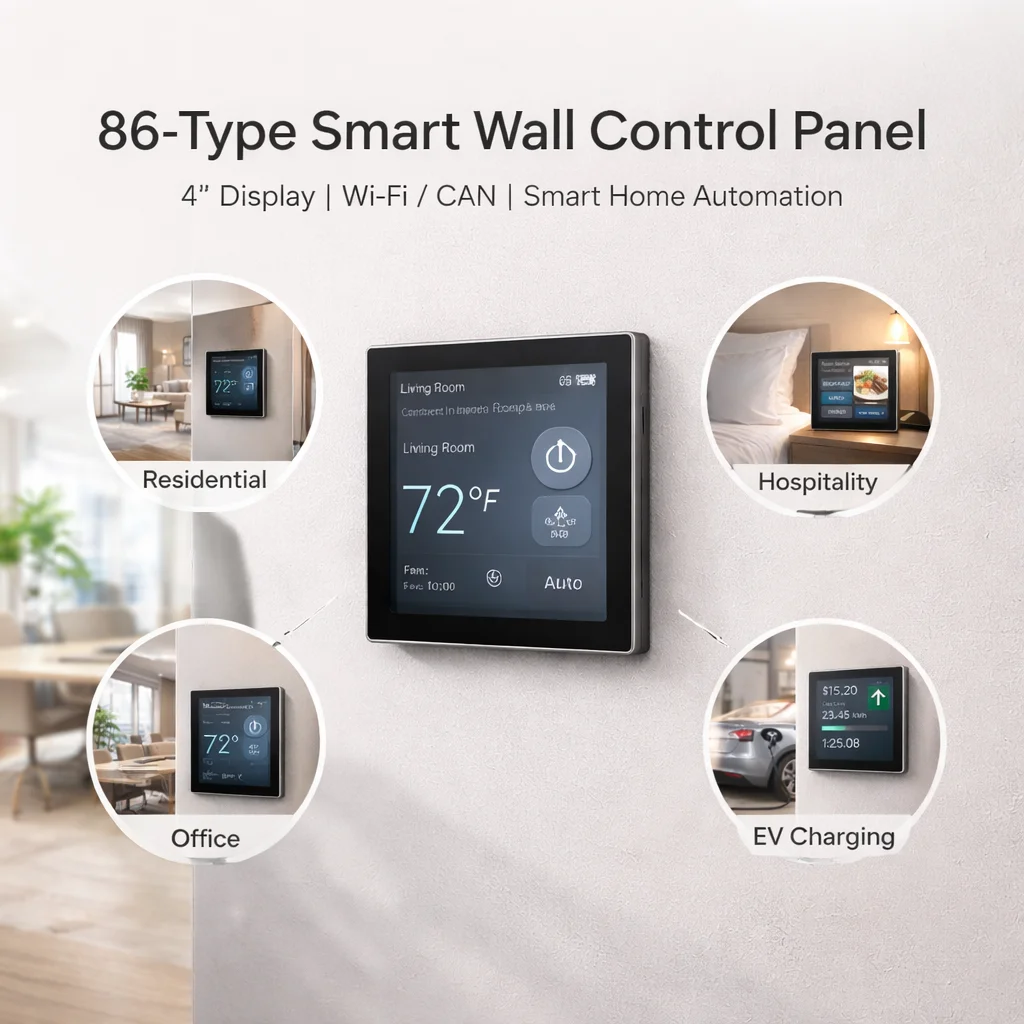 Smart Display 4 Inch 86-Type Wall Control Panel 720*720 485/CAN/WiFi Centralized Smart Control Custom Programming Smart Home