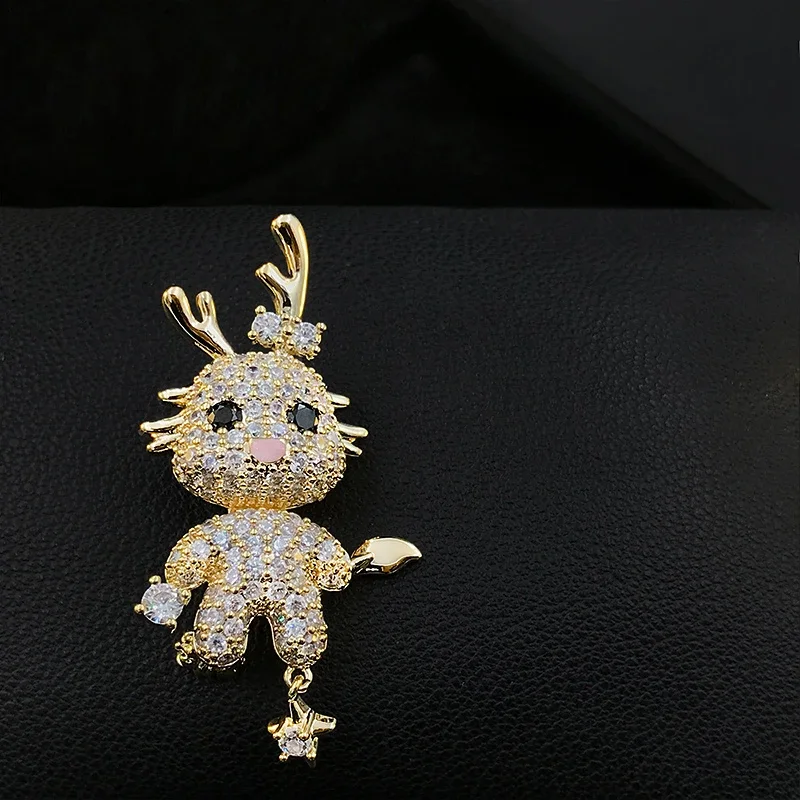 Dragon Brooch Zodiac Year Small Animal Gifts Women's High-Grade Corsage Pin Suit Neckline Accessories Clothes Jewelry Badge 5378