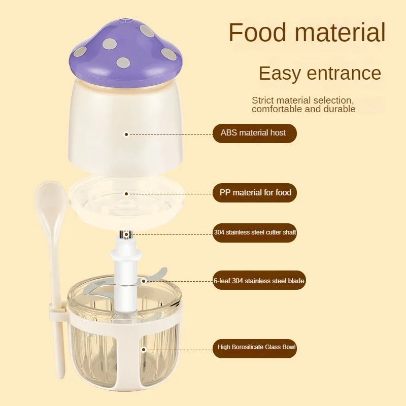 220V 300ML Electric Meat Grinder Multifunctional Food Grinding Machine With Glass Bowl Food Blender For Baby Food And Seasoning