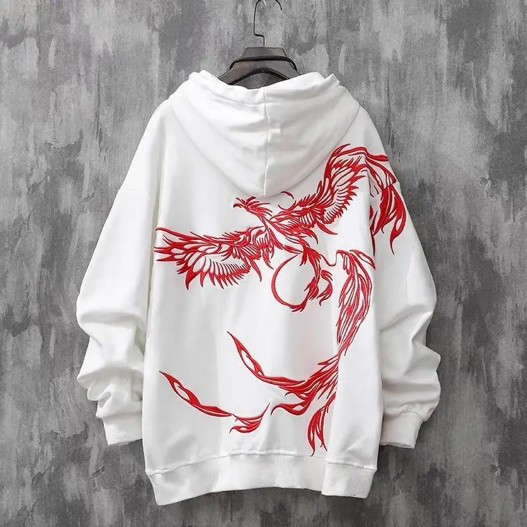 Heavy Industry Phoenix Embroidery Hooded Sweater Men\'s Autumn National Tide Loose Personality Trend Niche Chinese Style Jacket