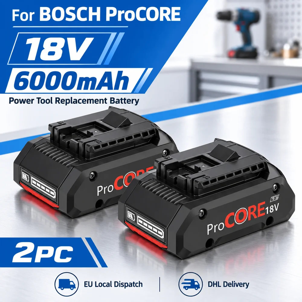 Batteria di ricambio per utensili elettrici 18V 6000mAh / 10000mAh per BOSCH ProCORE, opzioni Li-ion 21700, confezioni da 1PC-4PC, caricabatterie disponibile, BAT609 BAT618 GBA18V80 e modelli elencati