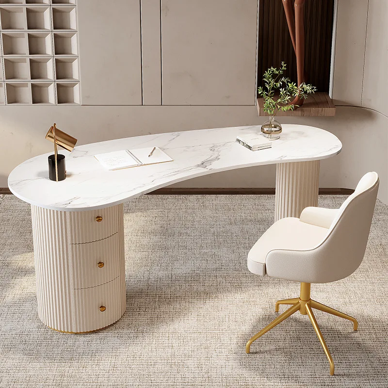 

Light luxury Internet celebrity beauty salon medical beauty consultation room reception table glossy slate special-shaped office