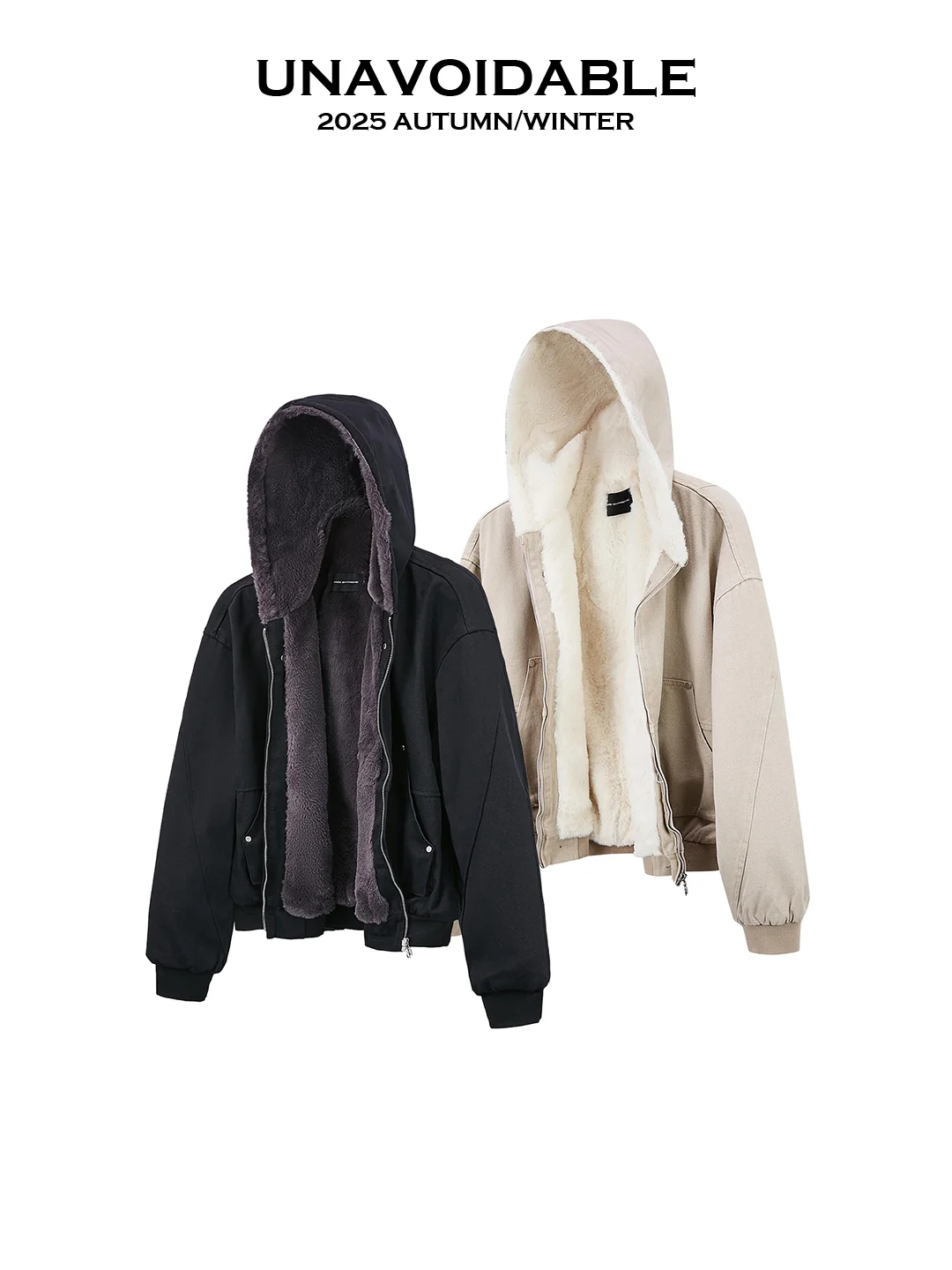 

UNAVOIDABLE Marble Mountain Eagle Cotton Jaet Men's Women's Warmth Hooded Coat Fur Simulation American Sle