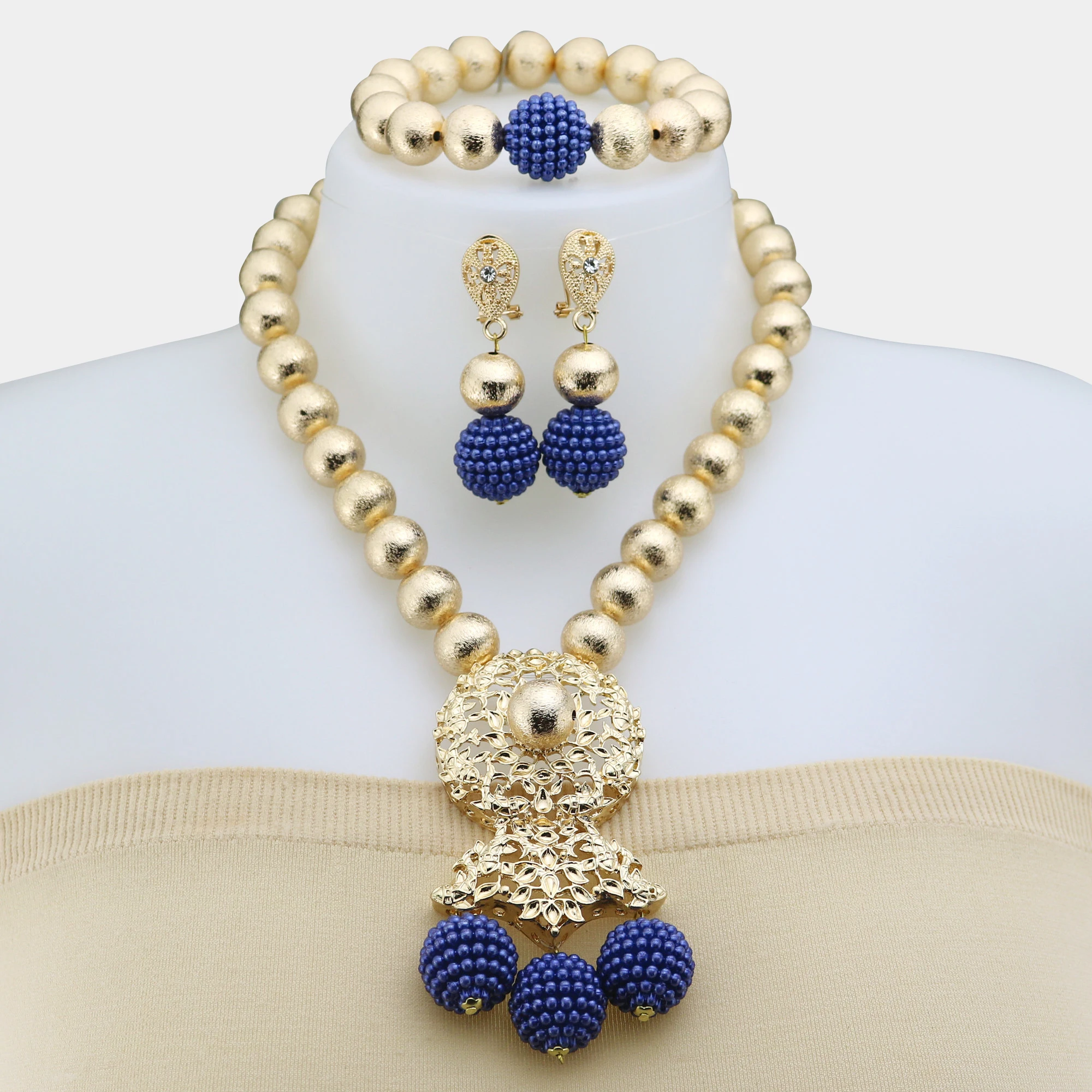 Luxury Necklace New Design African Wedding Jewelry Set High Quality Artificial Necklace Jewelry  Women Necklace Nigeria Bride image 3