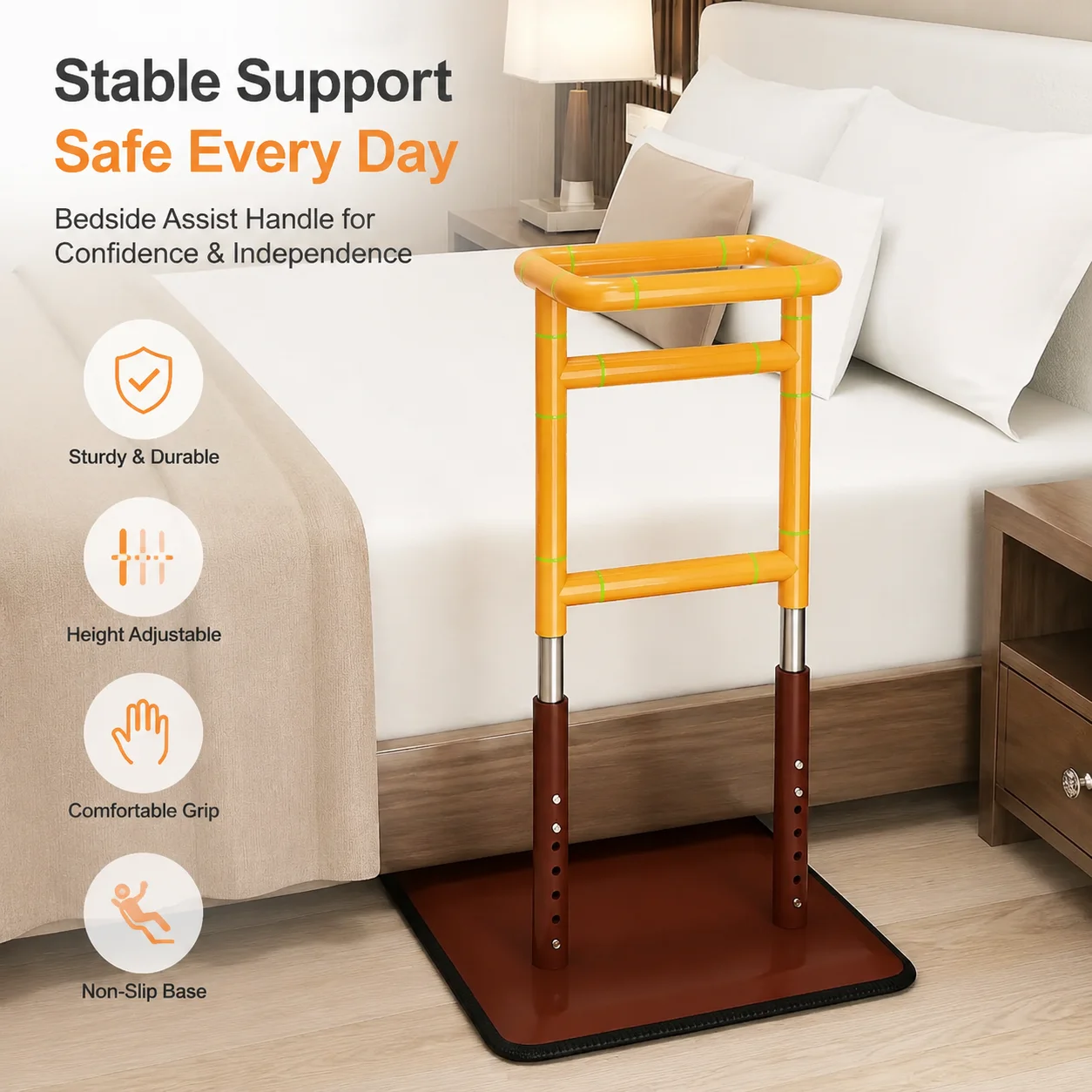 Portable Bed Assist Rail for Elderly, Easy-Install Standing Support Bar, Home Care Grab Handle & Fall Prevention Device