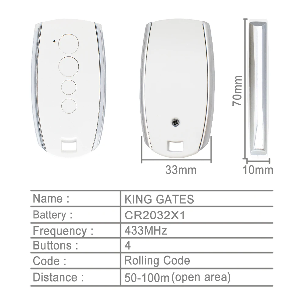 Imagem -04 - Garagem Porta e Portão Controle Remoto Rolling Code Transmissor de Mão Rei Gates Stylo2k Stylo4k 433mhz Pcs