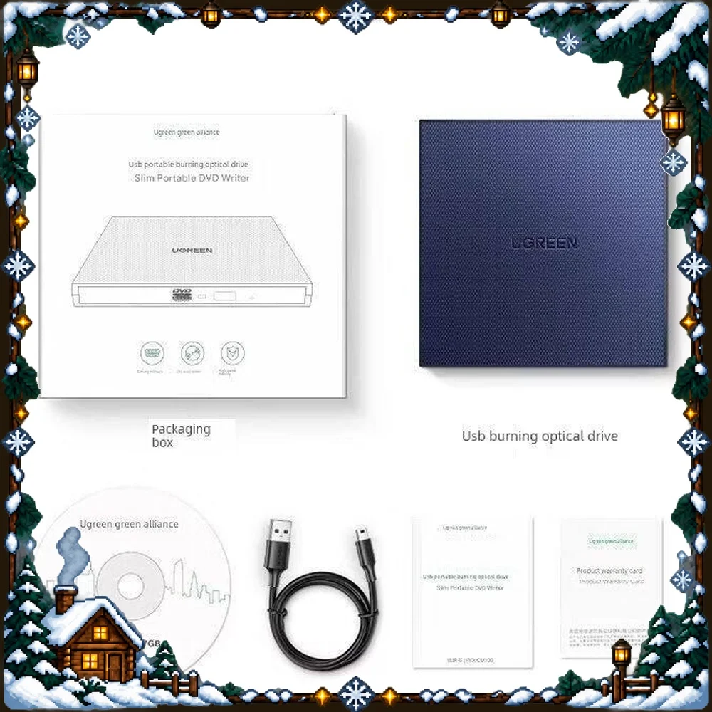 UGREEN CM138-40576 External DVD CD ROM Burner USB Portable Optical Disc Drive for Laptop PC