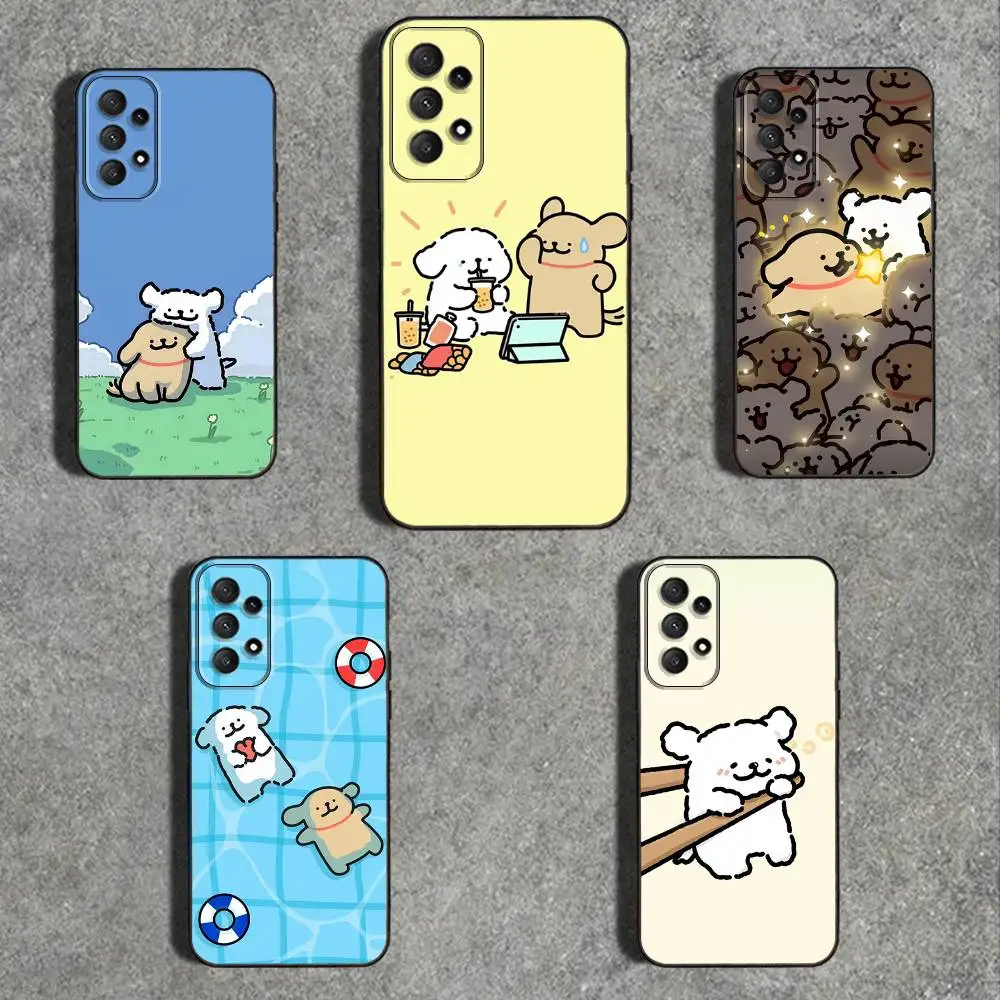

K-Korea line p-puppy Maltese Phone Case For Samsung Galaxy A73,31,32,72,41,53,52,71,22,5G,Note,J7,8,9 Soft Black Cover