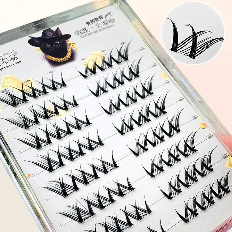 Wispy لا الغراء اللازمة الجنية لاش مجموعات نظرة طبيعية الثعلب العين لتقوم بها بنفسك رمش ملحقات قابلة لإعادة الاستخدام مانغا الرموش الفردية