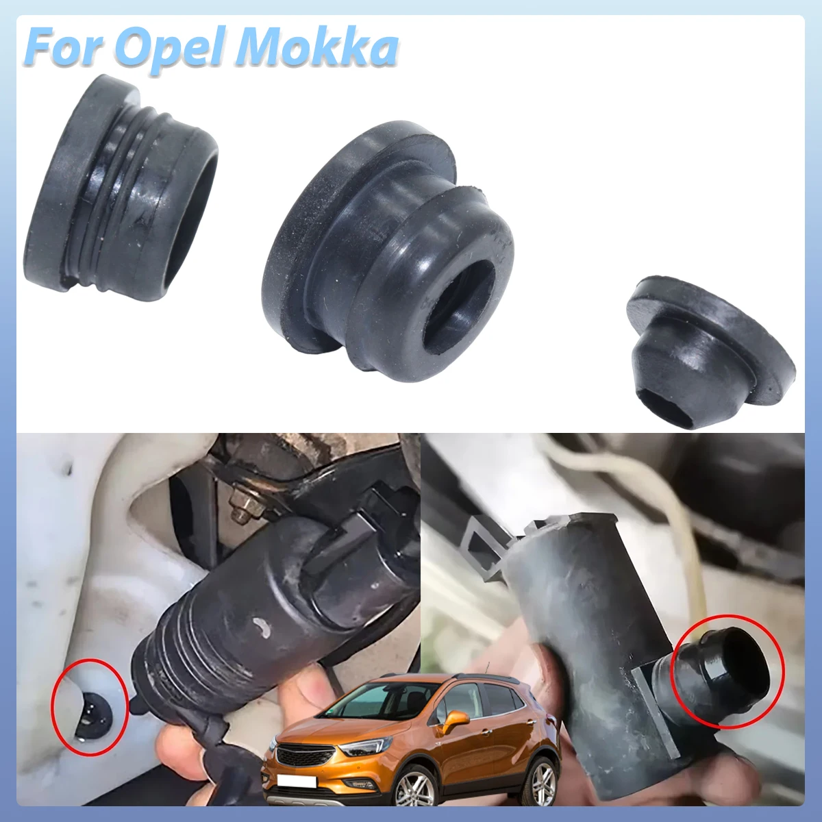 3pcs Washer Pump Grommet Windscreen Windshield Headlight Rubber Seal Gasket Reservoir Water Bottle Leaking Repair For Opel Mokka