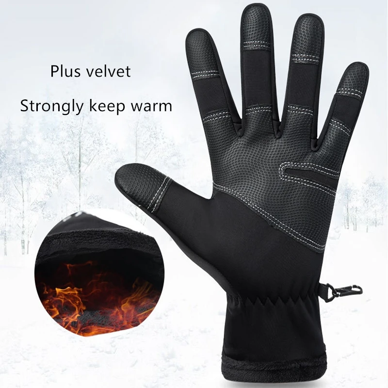 Winter Warm Cycling Gloves Waterproof Bicycle Gloves Outdoor Scooter Riding Motorcycle Warm Windproof Sport Ski Bike Gloves