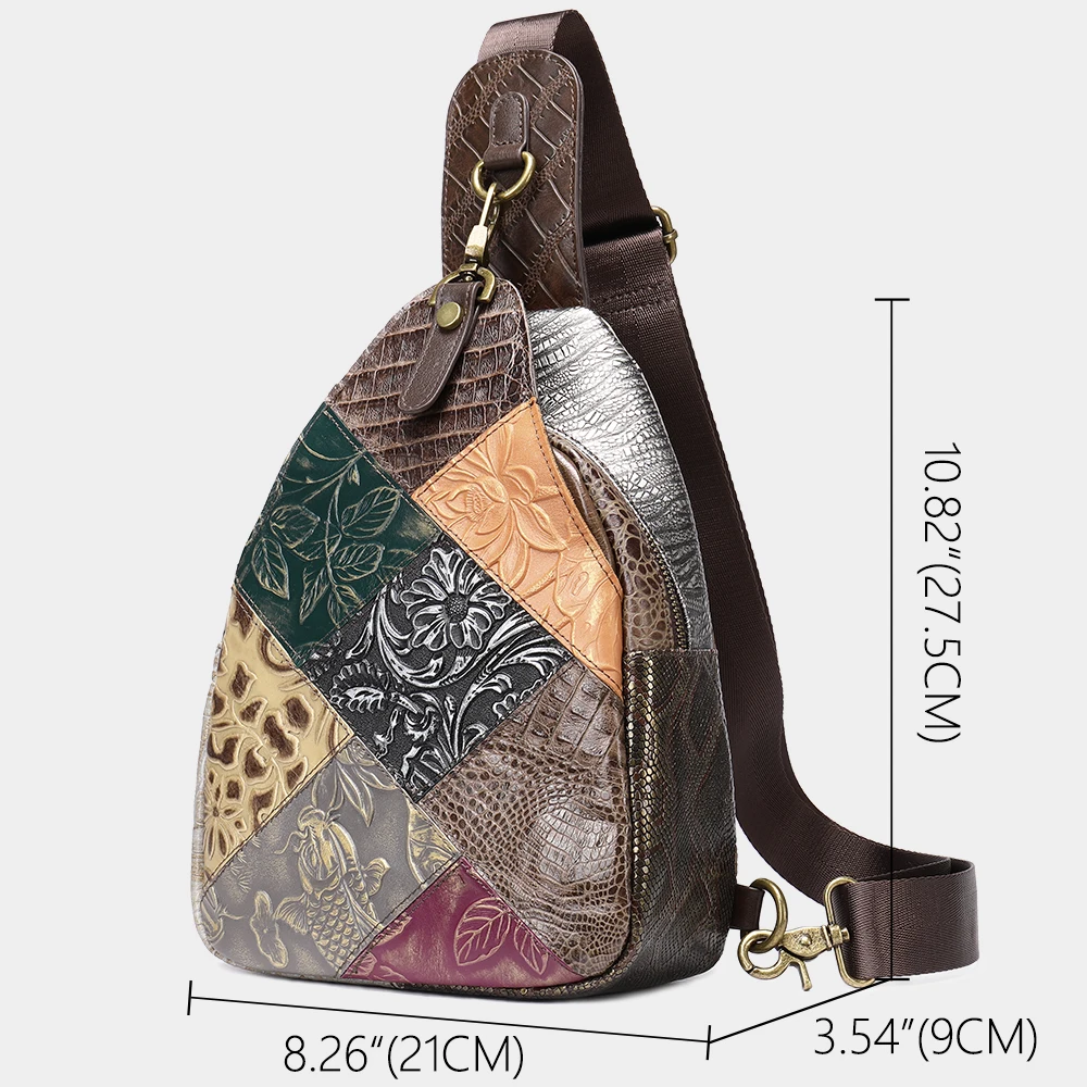 WESTAL Women's Sling Bag Vintage Multi-color Shoulder Bags for Women Messenger Bags Leather Travel Chest Pack Outdoor Chest Pack