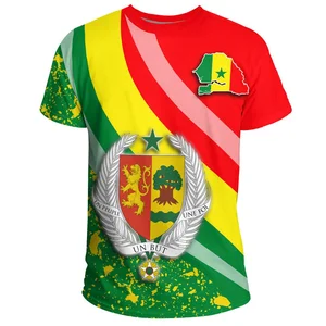 Senegal afrikanischer Männer -T -Shirt, 3D -gedruckter Mantel, runde Farbplatten, lose kurzschlindige T -Shirt, Sport Mode, Sommer 10 Hauptverkäufe Senegal -Shirt - №6