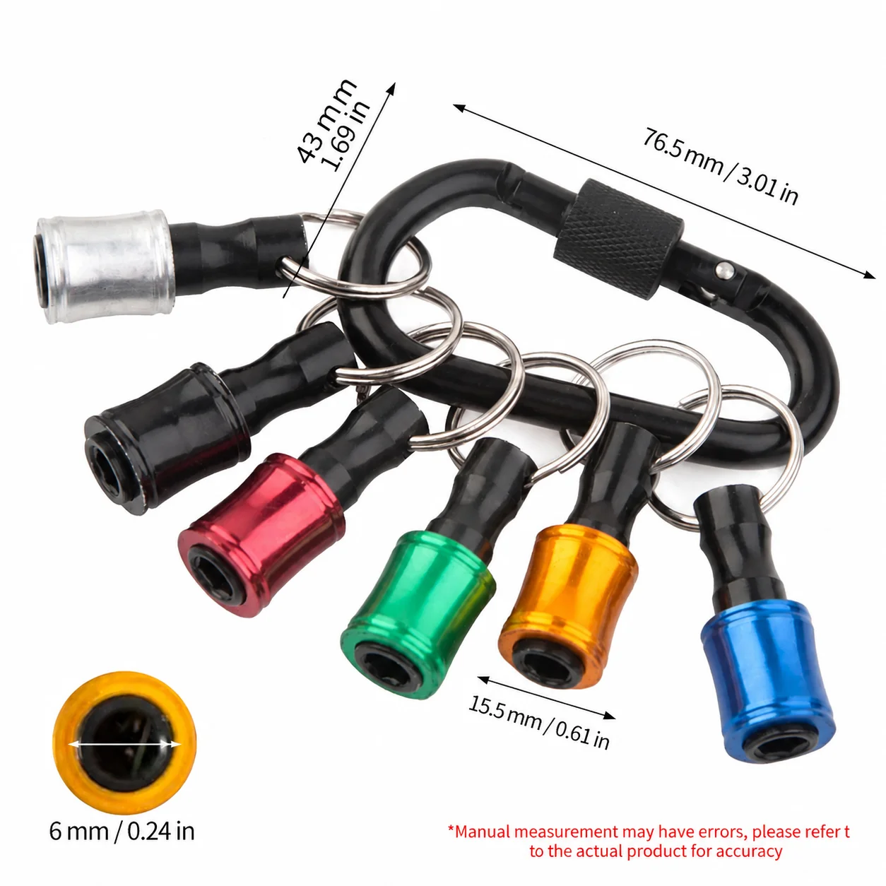 6 PCS 1/4 Inch Bit Holder Keychain, Hex Screwdriver Bits Holder Extension Bar, Quick Change Screw Bit Holder for Most Electric