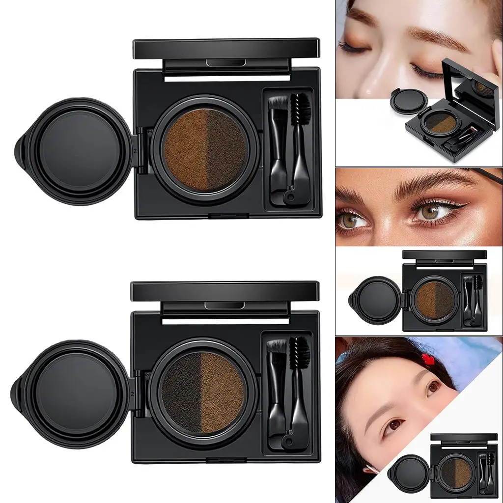2 Color Eyebrow , Waterproof Cosmetic Set, Long-Lasting with Brush Built in
