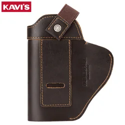 KAVIS-funda Universal de Cuero 100% genuino para pistola, lujosa funda duradera para pistola de caza, para exteriores