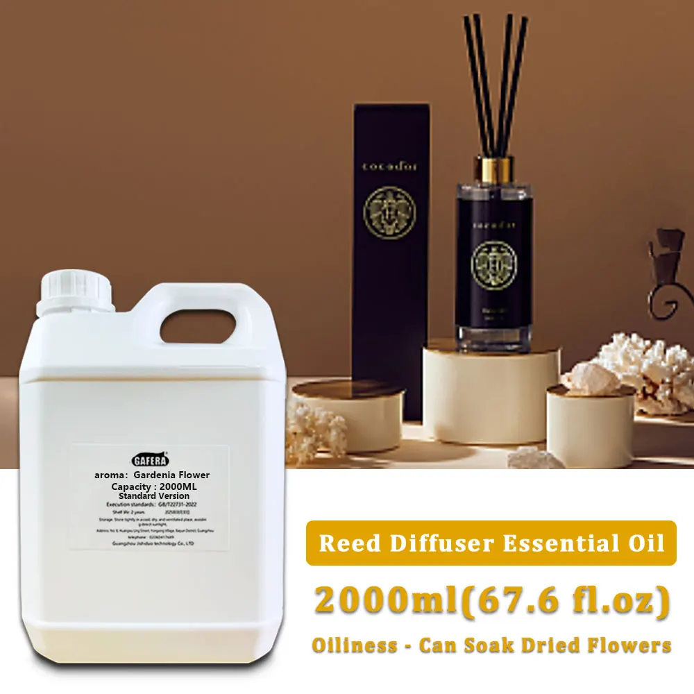GAFERA 2000ml (67.6 fl.oz) Gardenia/Shangri-La Diffuser Supplements Essential Oils - For Reed Diffuser & Fireless Aroma Diffuser