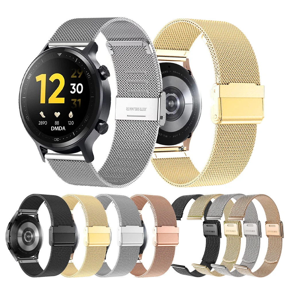 20 22mm Metal Bracelet For Realme watch 3 2 S Pro Strap For SUUNTO 9 PEAK PRO/5 PEAK/3 Fitness Luxury Stainless Steel Wristband