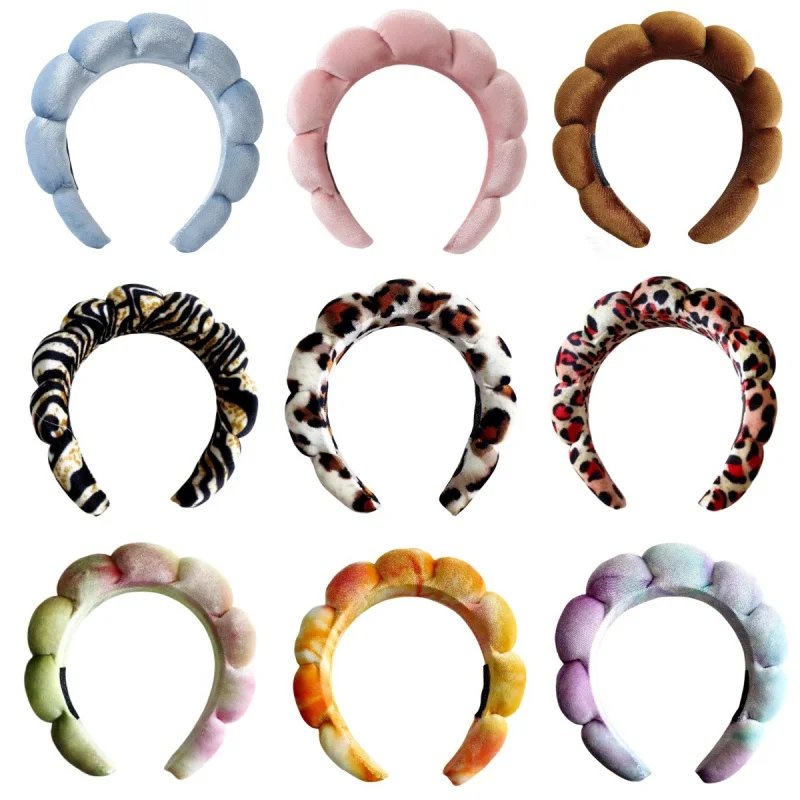 New Europe and America Cross Border Hot High Skull Top Hair Accessories Female Face Wash Bath Cloud Sponge Headband Makeup Re