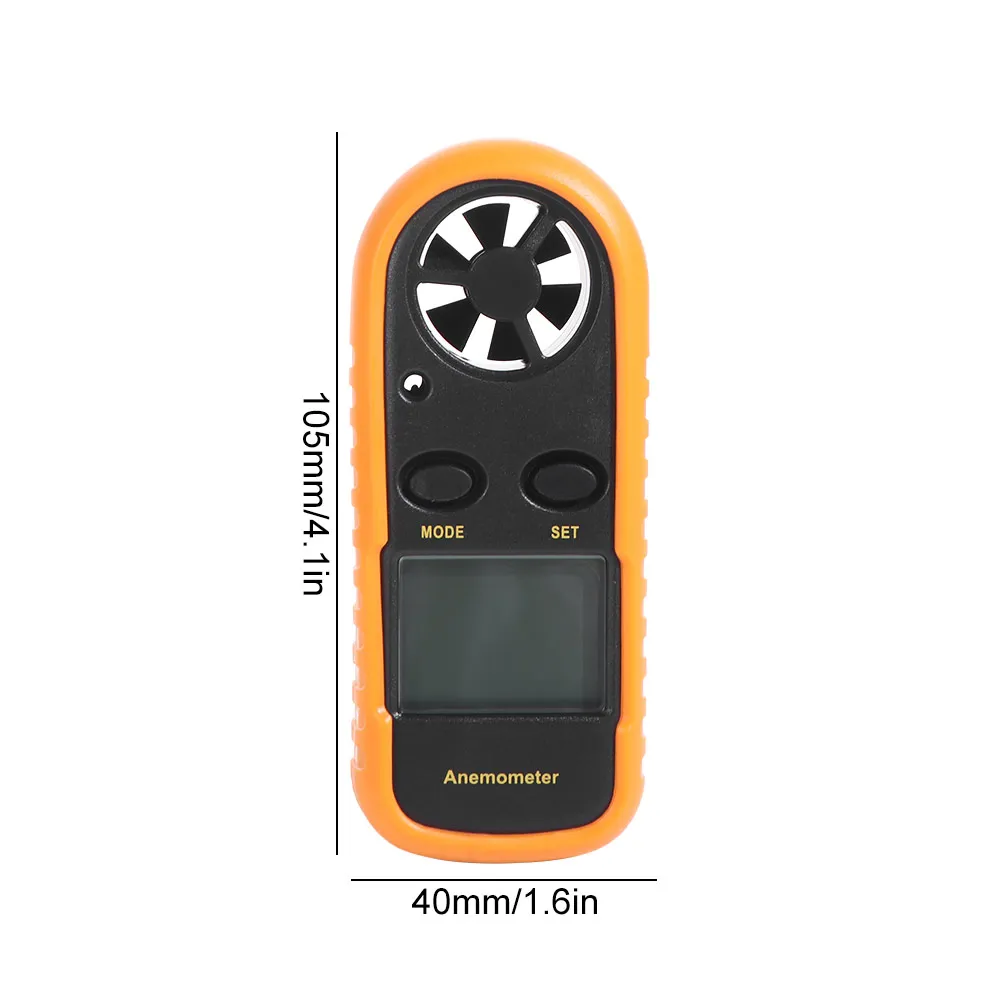 Mini Digital Anemometer LCD Display Hand-held Wind Speed Gauge -10°C ~ 45°C 30m/s Temperature Tester Wind Power Measurement