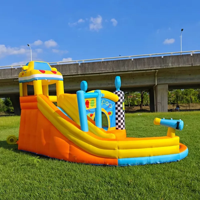 Exciting Inflatable Bouncy Castle Water Jet Pool Slide Trampoline for Parties-Fun Water Park Toy