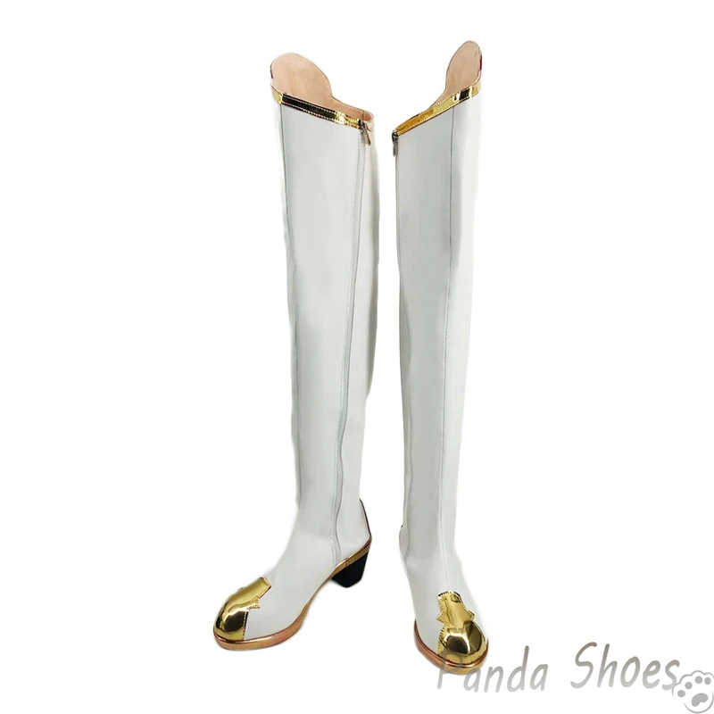 Genshinimpact Amber Cosplay Shoes Anime Game Cos Long White Boots Amber Cosplay Costume Prop Shoes for Con Halloween Party