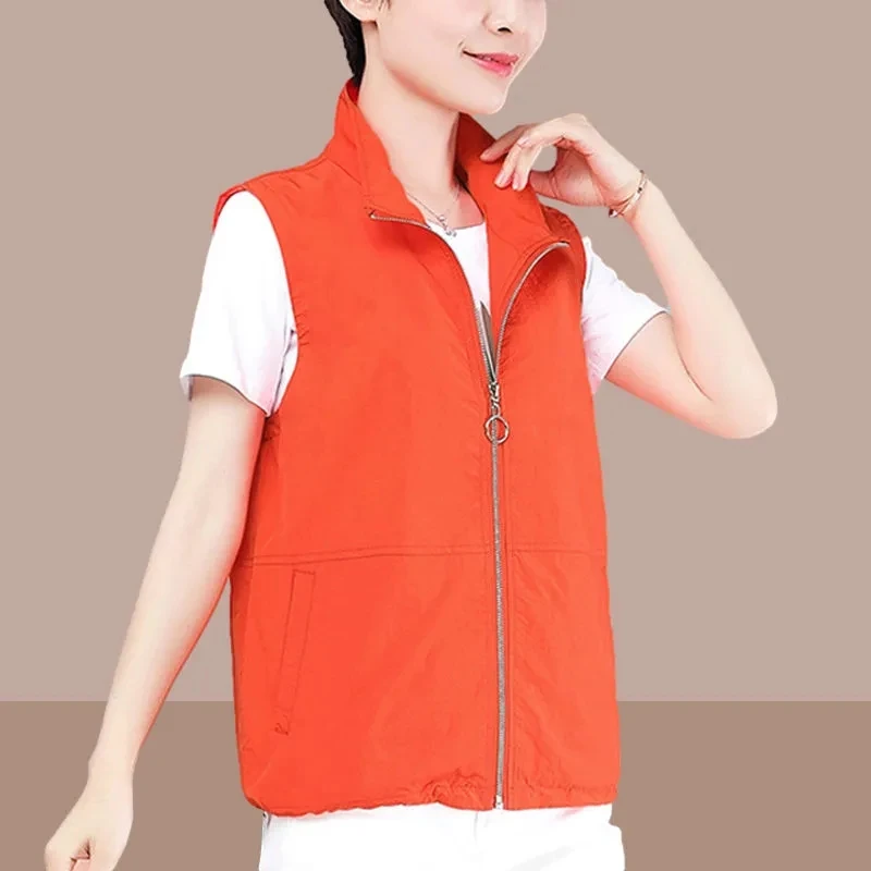 Casual Liner Cropped Summer Vest Women Lightweight Basic Turndown Collar Sleeveless Jackets Solid Color Classic Chaleco Mujer