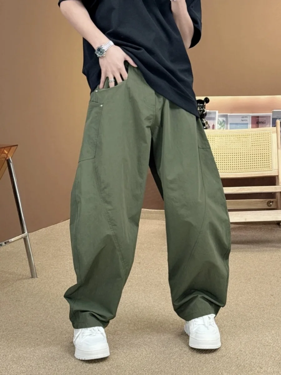 

Summer pants, men's minimalist and niche design, casual pants, men's three-dimensional cutting, large pockets, wide legs, curved