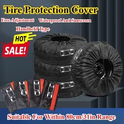 1pc 80cm Car Spare Tire Cover Polyester Taff Tire Dustproof Snow Tighten Up Portable Adjust Sunscreen Tire Protect Storage Bags