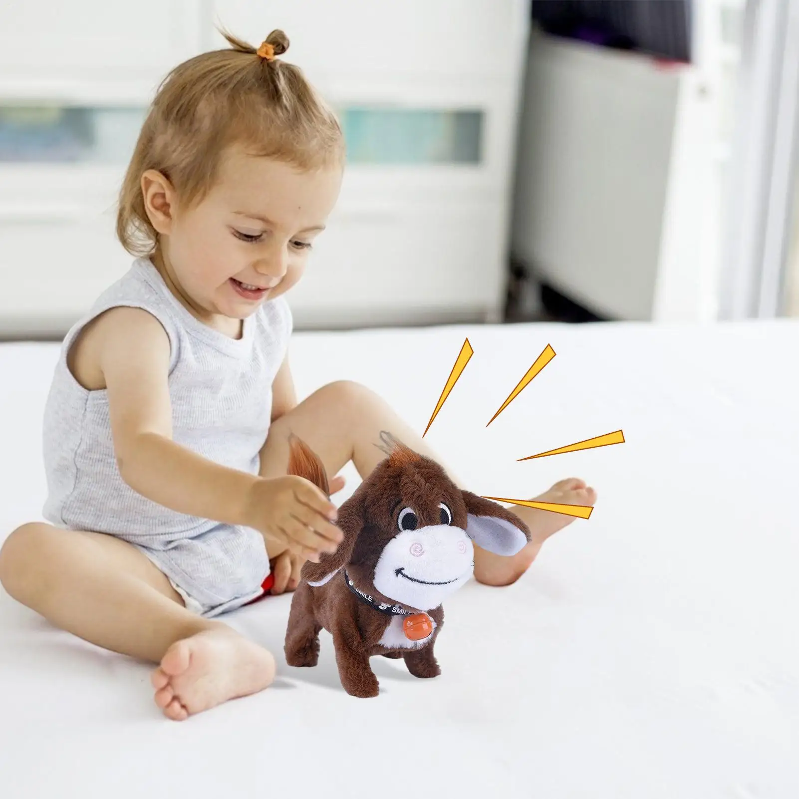 Simulazione di asino elettrico in peluche elettrico Altalena da passeggio Casa da gioco elettronica per animali domestici Bambola Decorazione elettrica interattiva realistica